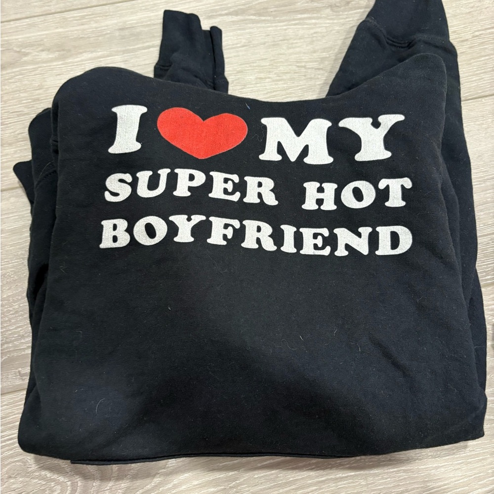 Port and Company Black Sweatshirt with Red and White Print